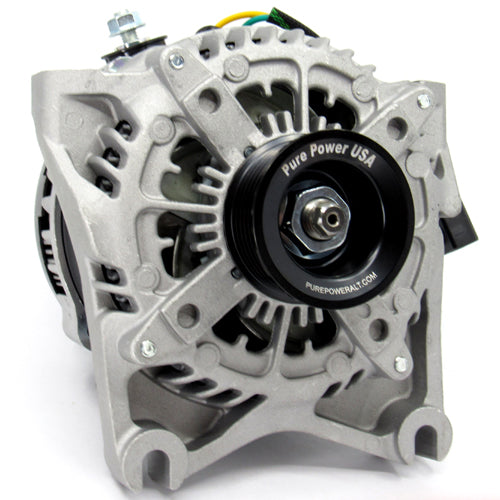 370 Amp Custom High Output Alternator Replaces 3G models with half moon regulator connector 6 Groove Pulley