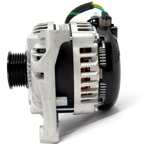 370 Amp Custom High Output Alternator Replaces 3G models with half moon regulator connector 6 Groove Pulley