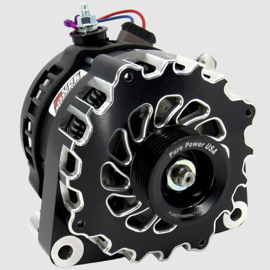 Billet Machined Black 250 AMP PurePower Hairpin Alternator GM LS Engine Swap
