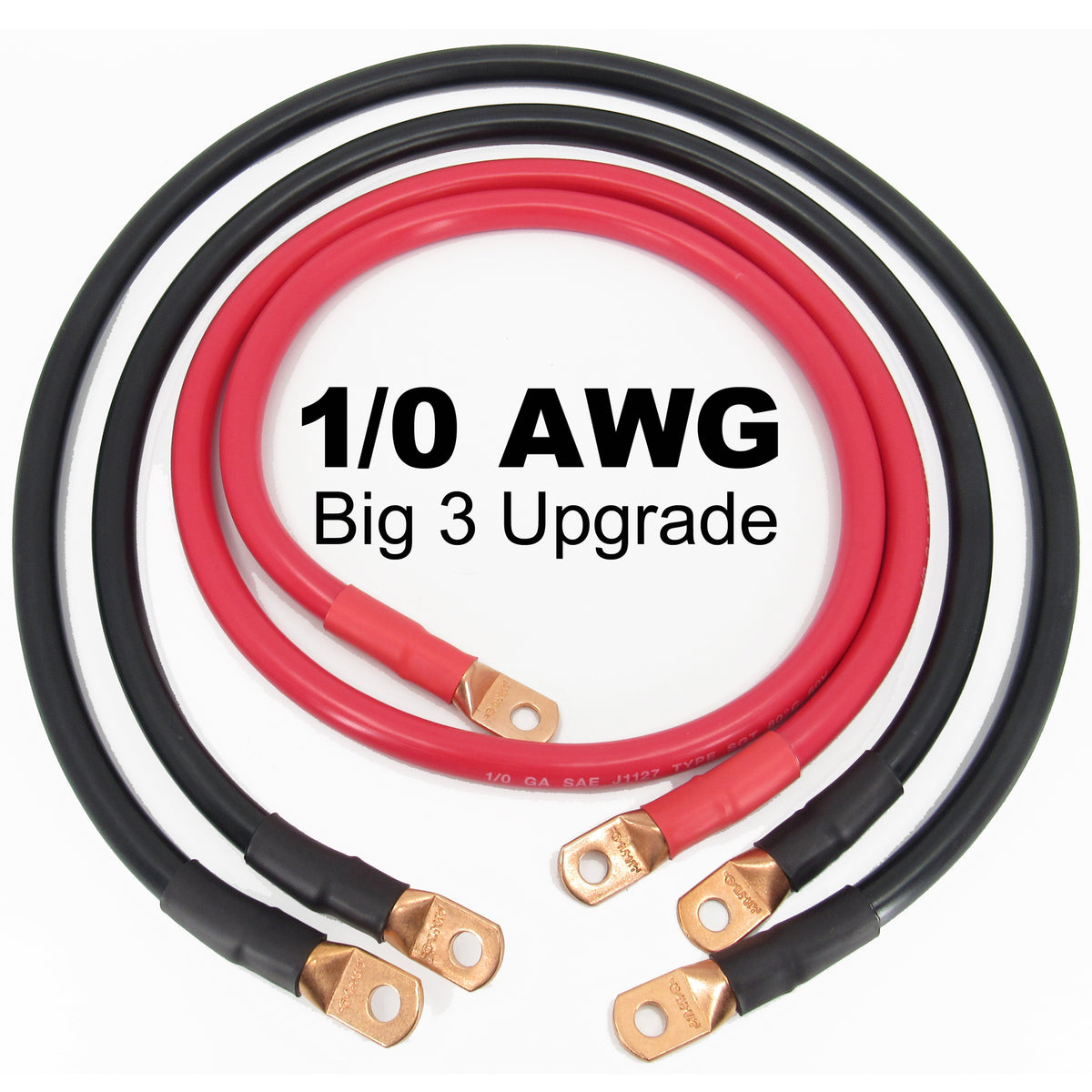 Universal BIG 3 Wire Kit. 1/0 AWG - Premium Grade SGT Wire